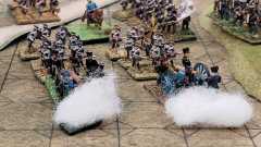 Des batteries Prussiennes ouvrent le feu pour dégager un chemin à l'infanterie.