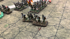 Des tirailleurs Russes en plan rapproché.