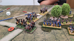 Des unités de cavalerie Prussienne contactent leurs homologue Française sur la route.