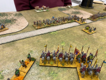 La charge désespérée des chevaliers Byzantins pour tenter d'endiguer les tirs des Gallois.