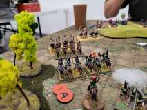 Les Dragons Français engagent la cavalerie Russe.