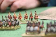 La cavalerie Spartiate tente de trouver sa place face aux éléphants Indiens.