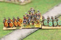 Un général inclus Romains Bas Empire entouré de ses légionnaires.